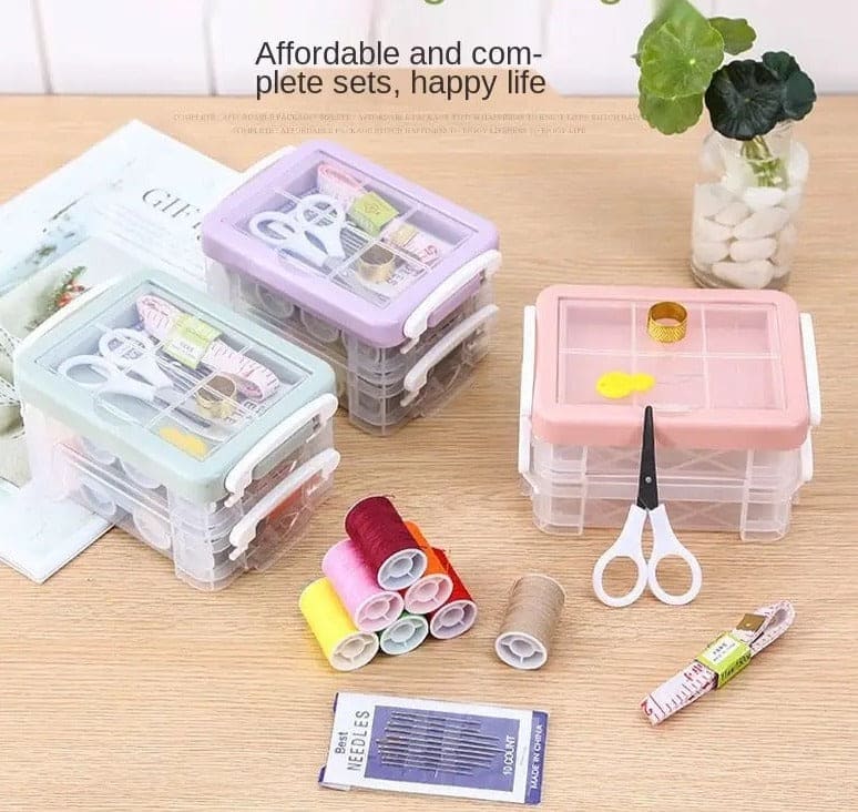 Portable Household Sewing Kit Box, Fabric Craft Needles Thread Scissor Set, Plastic Transparent Sewing Thread Storage, Multifunction PP Box Sewing Kit, Home & Travelling Sewing Accessories Portable Household Sewing Kit Box, Fabric Craft Needles Thread Scissor Set, Plastic Transparent Sewing Thread Storage, Multifunction PP Box Sewing Kit, Home & Travelling Sewing Accessories
